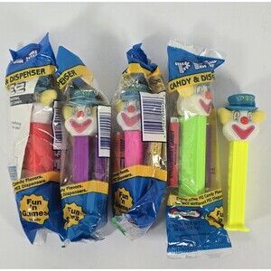 Peter Pez Clown Dispensers Lot of 5 Pink Red Purple Yellow Green SEALED